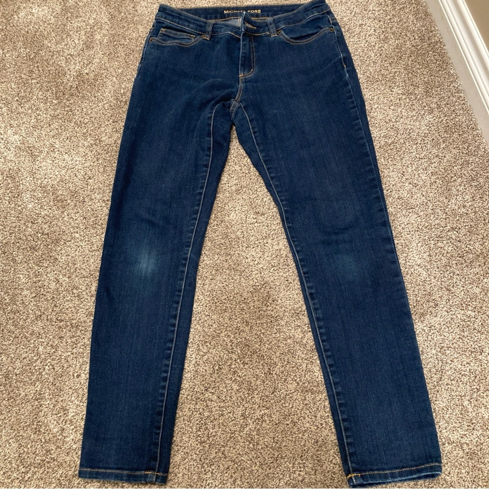 Michael Kors Jeans Womens 4 Dark Denim Cotton Stretch Skinny Mid Rise 5-Pocket